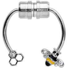 Load image into Gallery viewer, Clear Gem Bee Hive Non Pierced Magnetic Clip On Fake Septum Ring