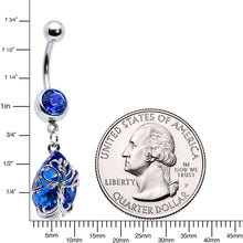 Load image into Gallery viewer, Blue Gem Drop Tree Dangle Belly Ring