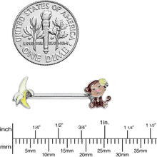 Load image into Gallery viewer, 14G 1/2 Banana Monkey Barbell Nipple Ring Set