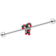 Load image into Gallery viewer, 14G Pair of Candy Canes Christmas Industrial Barbell 38mm