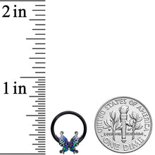 Load image into Gallery viewer, 16G 3/8 Black Fantasy Faerie Wings BCR Captive Ring