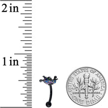 Load image into Gallery viewer, 16G 5/16 Black Fantasy Faerie Wings Curved Eyebrow Ring