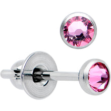 Load image into Gallery viewer, 3mm Pink Gem Bezel G23 Titanium Post Stud Earrings