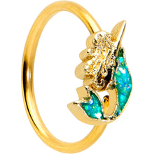 Load image into Gallery viewer, 20G 5/16 Green Faux Opal Gold Tone Curvy Mermaid Nose Hoop
