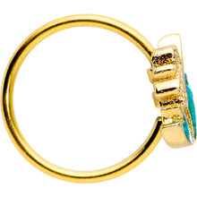 Load image into Gallery viewer, 20G 5/16 Green Faux Opal Gold Tone Curvy Mermaid Nose Hoop