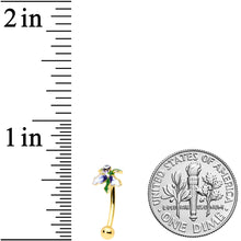 Load image into Gallery viewer, 16G 5/16 Clear Gem Gold Tone Iris Flower Curved Eyebrow Ring