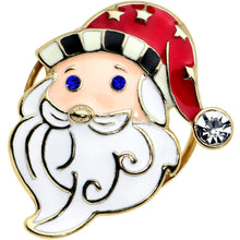 Load image into Gallery viewer, Color Gem Gold Tone Snazzy Santa Christmas Double Flare Plug Set