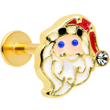 Load image into Gallery viewer, 16G 5/16 Clear Gem Gold Tone Santa Christmas Labret Monroe Tragus