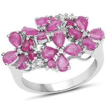 Load image into Gallery viewer, 3.51 Carat Genuine Ruby and White Zircon .925 Sterling Silver Ring