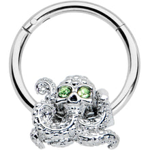 Load image into Gallery viewer, 16G 3/8 Green Gem Sunglasses Octopus Hinged Segment Ring