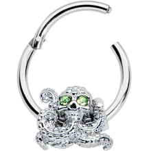 Load image into Gallery viewer, 16G 3/8 Green Gem Sunglasses Octopus Hinged Segment Ring