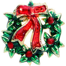 Load image into Gallery viewer, 16G 1/4 Gold Tone Festive Bow Wreath Christmas Cartilage Tragus