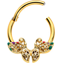 Load image into Gallery viewer, 16G 3/8 Gold Tone Open Heart Butterfly Hinged Segment Ring