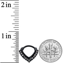 Load image into Gallery viewer, 16G 5/16 Clear CZ Gem Black Classic Chevron Cartilage Clicker