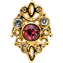 Load image into Gallery viewer, 16G 5/16 Pink Clear Gem Gold Tone Lace Love Labret Monroe Tragus