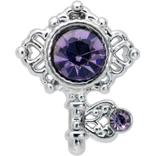 Load image into Gallery viewer, 16G 1/4 Purple Gem Unlock My Heart Key Labret Monroe Tragus