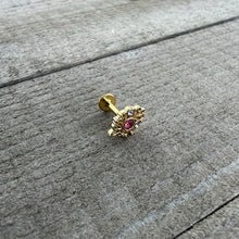 Load image into Gallery viewer, 16G 1/4 Pink Clear Gem Gold Tone Lace Love Labret Monroe Tragus