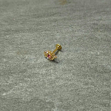 Load image into Gallery viewer, 16G 1/4 Pink Clear Gem Gold Tone Lace Love Labret Monroe Tragus