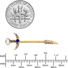 Load image into Gallery viewer, 14G 9/16 Clear Gem Gold Tone Sabre Sword Barbell Nipple Ring Set