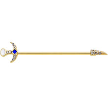 Load image into Gallery viewer, 14G Clear Gem Gold Tone Sabre Sword Industrial Barbell 38mm