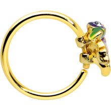 Load image into Gallery viewer, 20G 5/16 Clear Gem Gold Tone Iris Flower Nose Hoop
