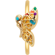 Load image into Gallery viewer, 20G 5/16 Gold Tone Colorful Hearts Butterfly Nose Hoop