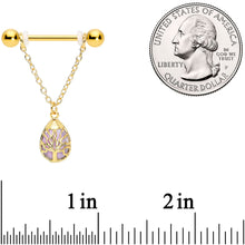 Load image into Gallery viewer, 14G 9/16 Amethyst Gold Tone Drop Tree Chain Dangle Nipple Set