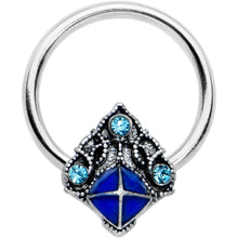 Load image into Gallery viewer, 16G 3/8 Blue Gem Rococo Blue BCR Captive Ring