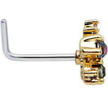 Load image into Gallery viewer, 20G 7mm Purple Tourmaline Gold Tone Spray L Shape Nose Ring