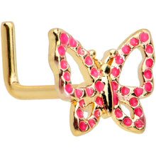 Load image into Gallery viewer, 20G 7mm Gold Tone Sweet Simple Butterfly L Shape Nose Ring