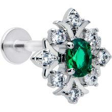 Load image into Gallery viewer, 16G 5/16 Green Gem Ornate Art Deco Labret Monroe Tragus