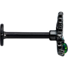 Load image into Gallery viewer, 16G 5/16 Green Synthetic Opal Black Fall Leaf Labret Monroe Tragus