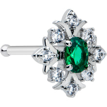 Load image into Gallery viewer, 20G 1/4 Green Gem Ornate Art Deco Nose Bone