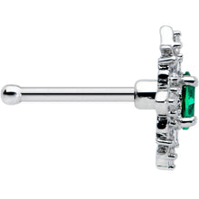 Load image into Gallery viewer, 20G 1/4 Green Gem Ornate Art Deco Nose Bone