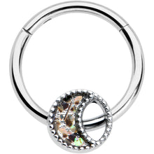 Load image into Gallery viewer, 16G 3/8 Iridescent Crescent Moon Hinged Segment Ring