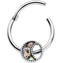 Load image into Gallery viewer, 16G 3/8 Iridescent Crescent Moon Hinged Segment Ring