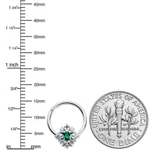 Load image into Gallery viewer, 16G 3/8 Clear Green Gem Ornate Art Deco Hinged Segment Ring