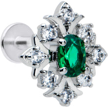 Load image into Gallery viewer, 16G 1/4 Green Gem Ornate Art Deco Labret Monroe Tragus
