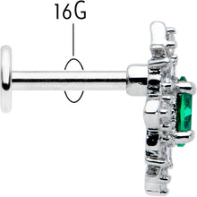 Load image into Gallery viewer, 16G 1/4 Green Gem Ornate Art Deco Labret Monroe Tragus