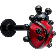 Load image into Gallery viewer, 16G 5/16 Black Classic Ladybug Labret Monroe Tragus