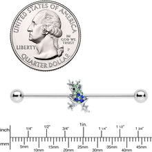 Load image into Gallery viewer, 14G Blue Green Gem Fabulous Frog Industrial Barbell 38mm