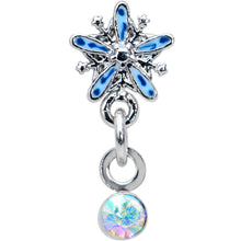 Load image into Gallery viewer, 16G 1/4 Aurora Gem Snowflake Blues Christmas Cartilage Tragus