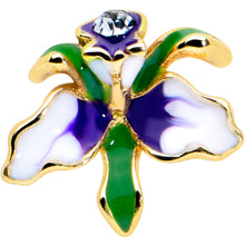 Load image into Gallery viewer, 20G 7.5mm Clear Gem Golden Iris Flower L Shape Nose Ring