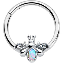 Load image into Gallery viewer, 16G 3/8 White Synthetic Opal Insect Hinged Segment Ring