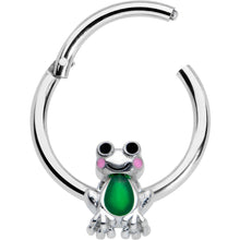 Load image into Gallery viewer, 16G 3/8 Green Groovy Frog Hinged Segment Ring