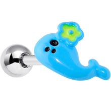 Load image into Gallery viewer, 16G 1/4 Eyelash Blue Whale Flower Cartilage Tragus Earring