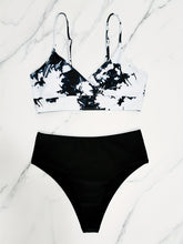 Load image into Gallery viewer, Coastal Flair V-Neck Bikini Set – Eye-Catching Random Print Two-Piece Chic Swimsuit with Spaghetti Straps High Cut Shorts and Ultra-Stretch Comfort – Women’s Summer Swimwear for Beach Days & Casual Poolside Vibes