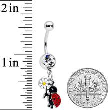 Load image into Gallery viewer, Clear Gem Ladybug Daisy Flower Dangle Belly Ring