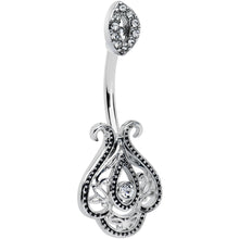Load image into Gallery viewer, Clear Gem Art Deco Oval Scrollwork Double Mount Belly Ring
