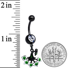 Load image into Gallery viewer, Clear Gem Black Pretty Peacock Dangle Belly Ring
